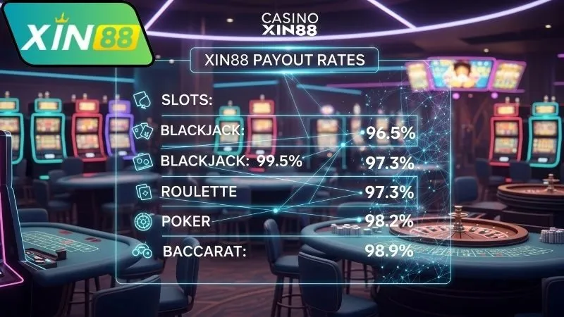 Tỷ lệ trả thưởng casino Xin88 theo từng trò chơi